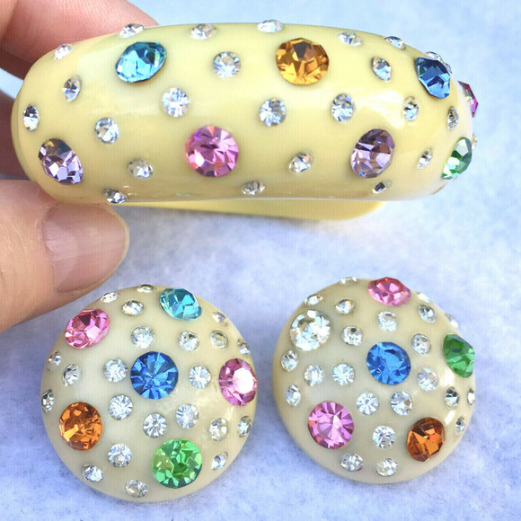 SOLD Weiss rhinestone clamper bracelet earrings - Picture 7 of 8